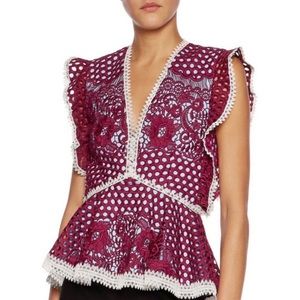 ALEXIS Kirk Lace Paneled Corded Top